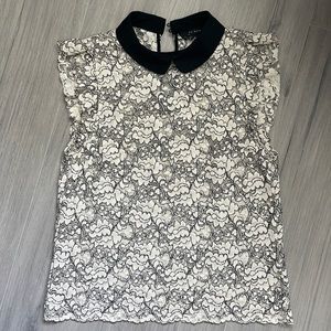 Zara round collar lace sleeveless blouse